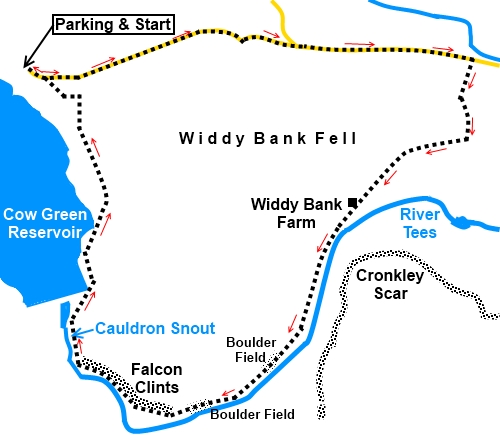 Cauldron Snout and Cronkley Scar walk force diagram traffic light 